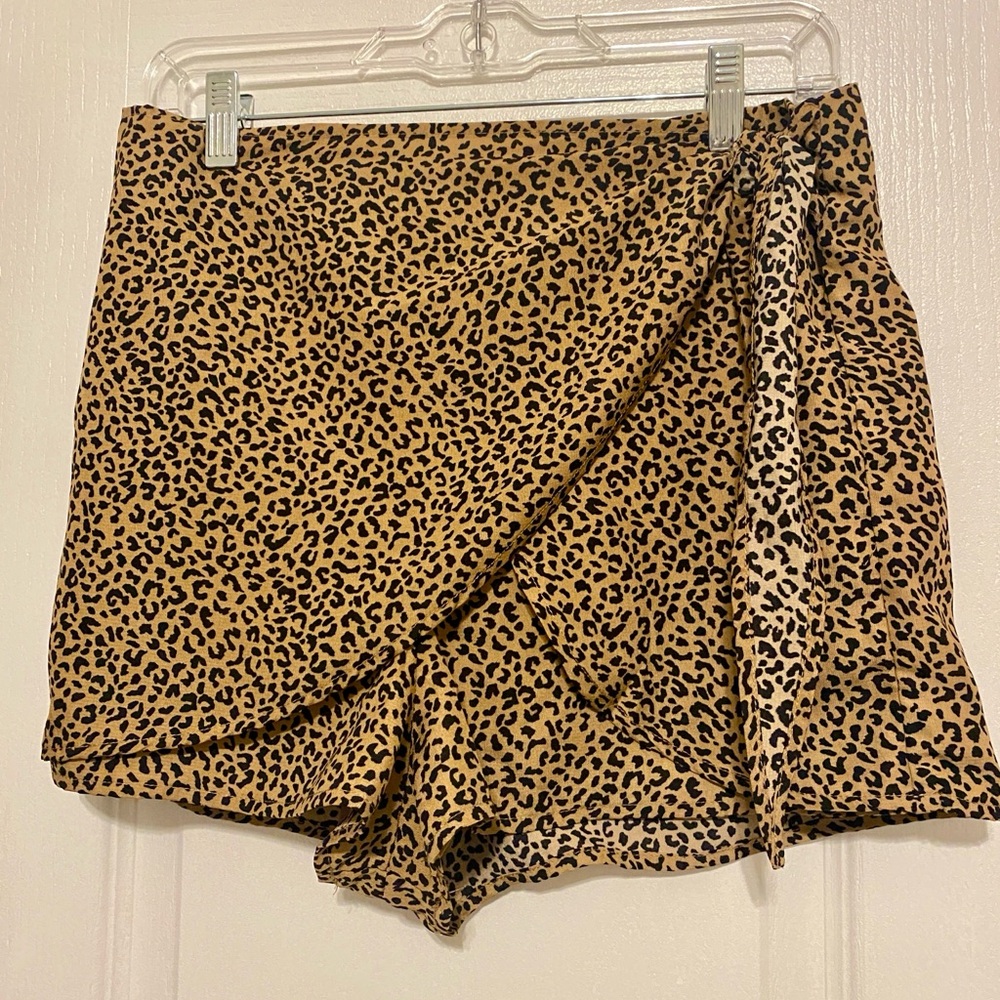 Leopard Print Wrap Skort